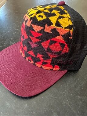 Dakine Geometric Knit Trucker Hat - Maroon, Red, Orange, Yellow